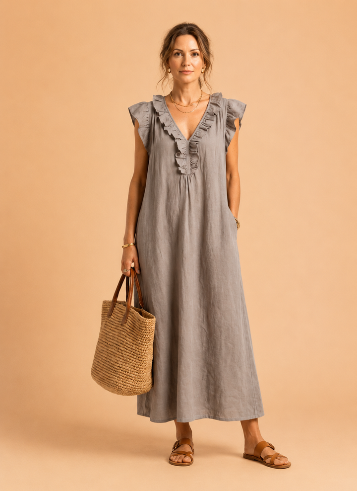 Josette | Ruffle V-Neck Maxi Dress
