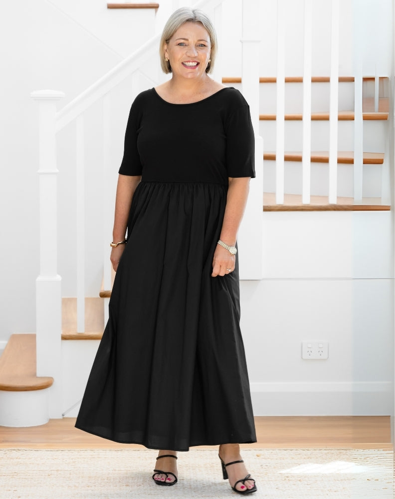 Melissa Midi Dress - Black