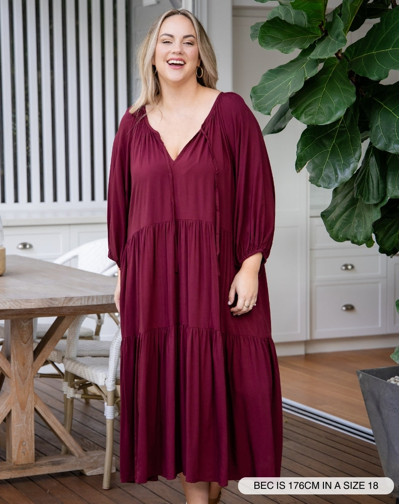 Jackson Midi Dress - Wine