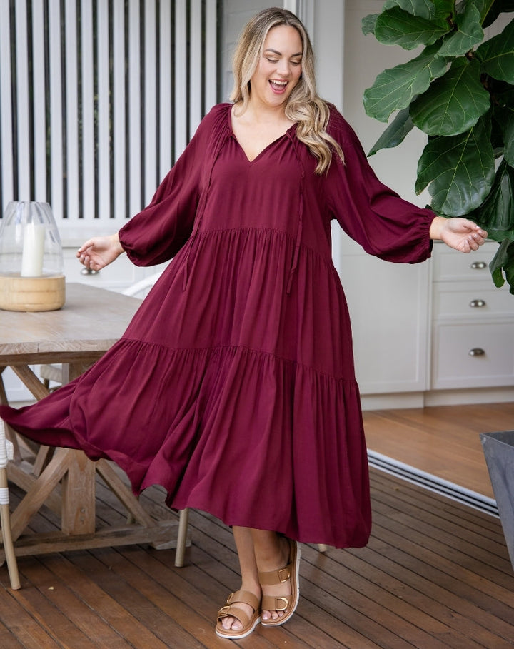 Jackson Midi Dress - Wine