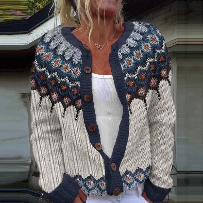 Sofie | Loose fitting cardigan with print