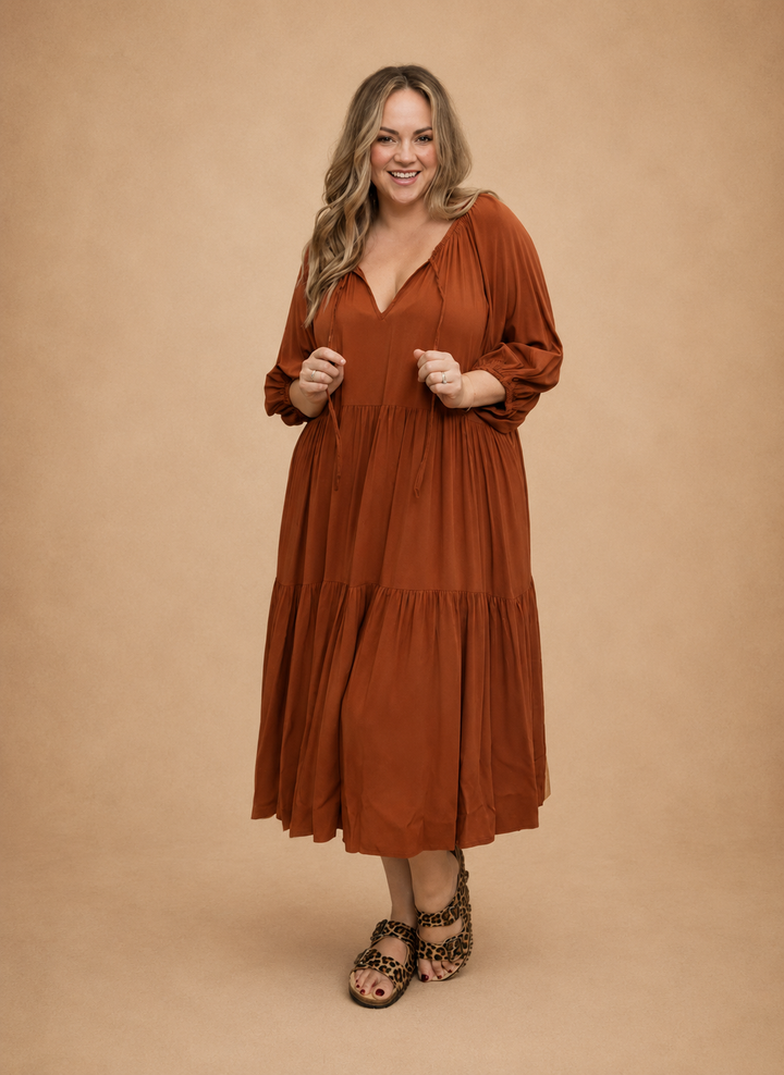 Jackson Midi Dress - Tan